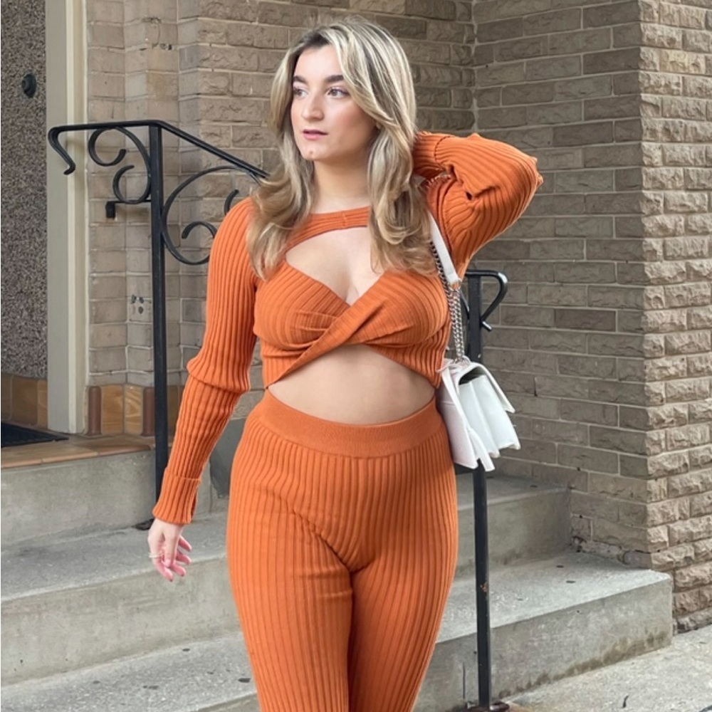 Glassons Orange Ribbed Knit Set